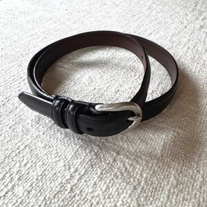 Coach Black Leather Belt Silver Brass Buckle Medium Width Made in Italy